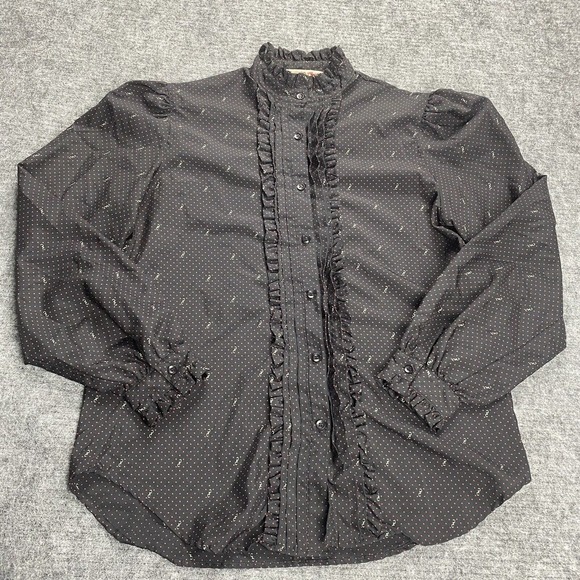 Jack Mulqueen Tops - Vintage Jack Mulqueen Womens Shirt Medium 1970s Victorian Neck Ruffle Steampunk